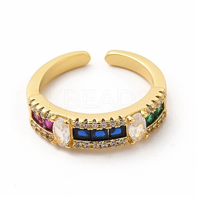 Cubic Zirconia Rectangle Open Cuff Ring KK-A180-29G-1