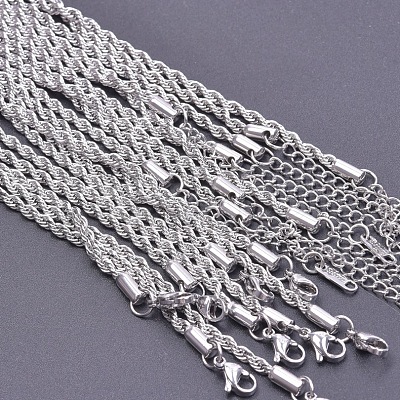 304 Stainless Steel Rope Chain Necklaces HK1037-1-1
