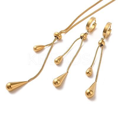 Ion Plating(IP) Teardrop 304 Stainless Steel Jewelry Set SJEW-H306-03G-1