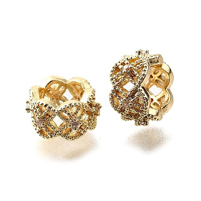 Column Brass Micro Pave Cubic Zirconia European Spacer Beads KK-L230-03G-1