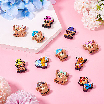 12Pcs 12 Styles Cattle Food Grade Silicone Focal Beads SIL-TA0002-42-1