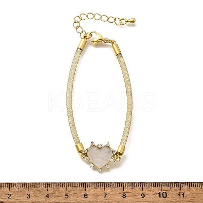 Brass Micro Pave Clear Cubic Zirconia Link Bracelets for Women BJEW-A029-01C-G-1