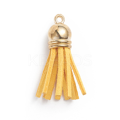 Faux Suede Cord Tassels Pendant Decorations HJEW-WH0006-18G-1
