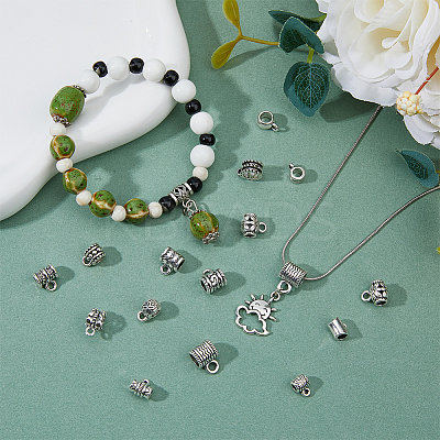 140pcs 14 style Tibetan Style Alloy Tube Bails TIBE-DC0001-13-1