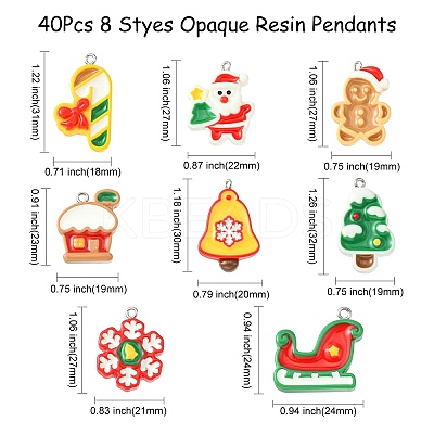 40Pcs 8 Styes Opaque Resin Pendants RESI-CJ0003-44-1