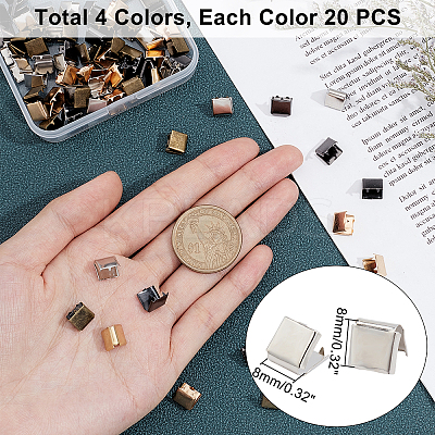 80 Pcs 4 Colors Brass Ribbon Crimp Ends KK-PH0001-74-1