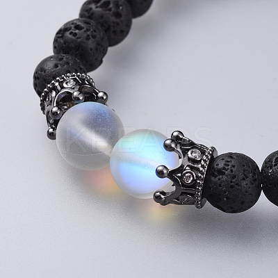 Synthetic Moonstone Stretch Bracelets BJEW-JB04563-05-1