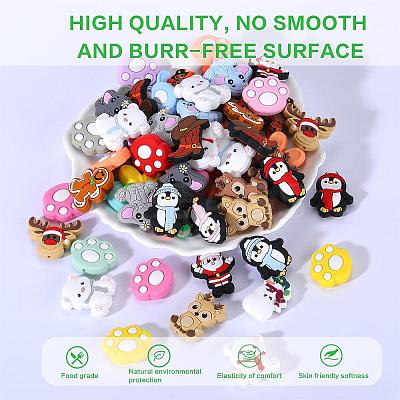 18Pcs 9 Style Christmas Themed Food Grade Eco-Friendly Silicone Focal Beads SIL-SZ0001-16-1
