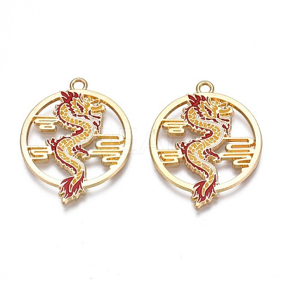 Rack Plating Alloy Enamel Pendants ENAM-N055-079-1