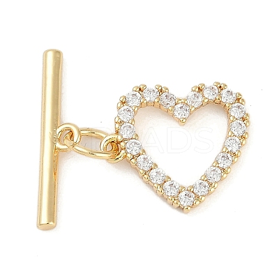 Brass Micro Pave Clear Cubic Zirconia Toggle Clasps KK-K391-07G-1