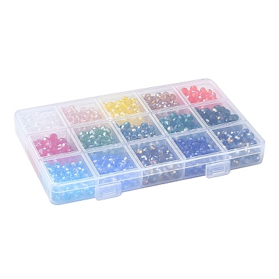 1200Pcs 15 Colors Electroplate Glass Beads Strands EGLA-YW0001-53-1