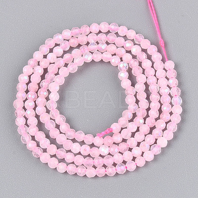 AB Color Plated Natural Rose Quartz Beads Strands G-T144-A07-02-1