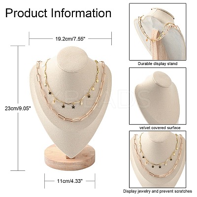 Microfiber Wooden Necklace Displays NDIS-O008-03A-M-1