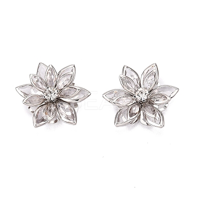 Acrylic Rhinestone Flower Flat Back Cabochons X-RSB027-06-1