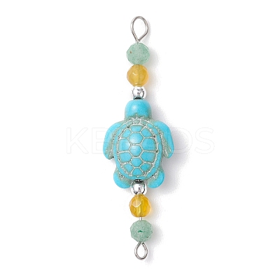 4Pcs 4 Colors Summer Beach Dyed Synthetic Turquoise Connector Charms PALLOY-JF03747-01-1
