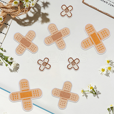 24Pcs 3 Styles Adhesive Bandage Shape Medical Theme Non-Woven Fabrics Computerized Embroidery Cloth Iron on/Sew on Patches PATC-CY0001-34-1
