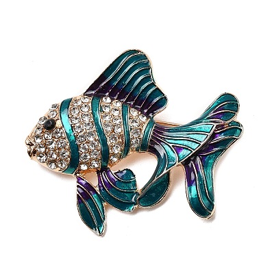 Ocean Theme Alloy Rhinestone Lapel Pins for Backpack Clothes for Clothes LS-JEWB-F042-05C-G-1