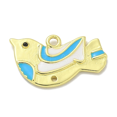 Real 18K Gold Plated Brass Enamel Robin Bird Pendants KK-L224-060G-1