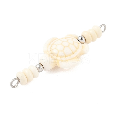 10Pcs 2 Colors Dyed Synthetic Turquoise Turtle Rondelle Beaded Connector Charms PALLOY-JF04013-1
