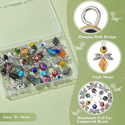 20Pcs 10 Color Evil Eye Lampwork Pendants FIND-CJ0001-69-1