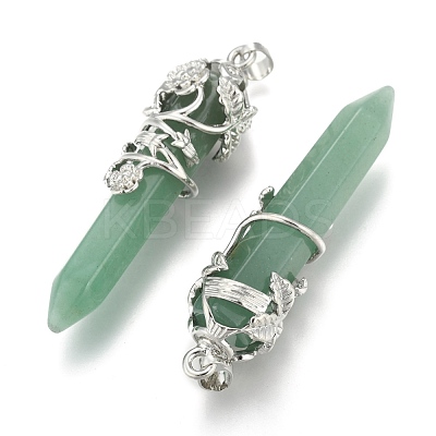 Natural Green Aventurine Pointed Pendants G-O164-02-P07-1