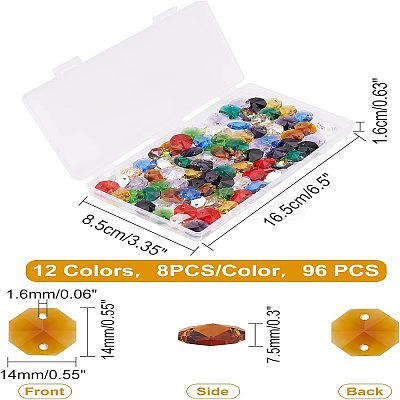 96Pcs 12 Colors Electroplate Glass Links Connectors EGLA-FH0001-17-1