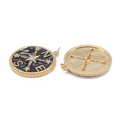 Brass Clear Cubic Zirconia Enamel Pendants ZIRC-C024-01G-1