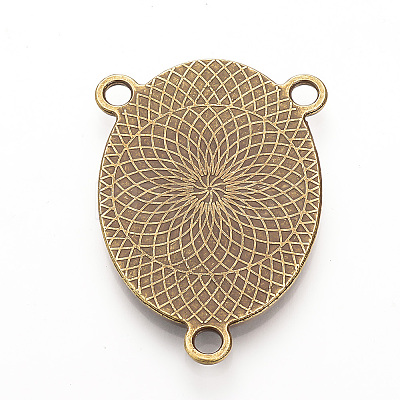 Tibetan Style Alloy Cabochon Connector Settings TIBE-Q079-30x40-AG-LF-1