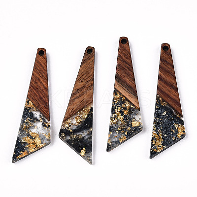 Transparent Resin & Walnut Wood Pendants RESI-N039-70C-1