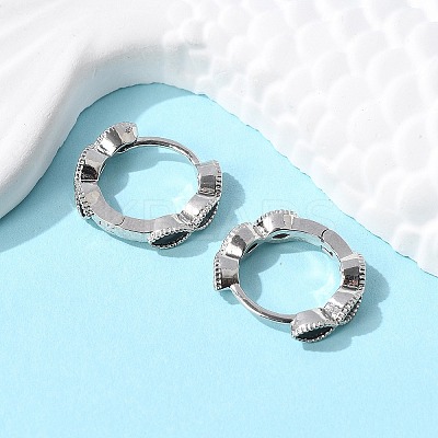 Brass Micro Pave Cubic Zirconia Huggie Hoop Earrings LS-EJEW-K083-34P-A-1