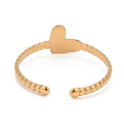 Ion Plating(IP) Crystal Rhinestone Heart Open Cuff Ring RJEW-C025-39G-1