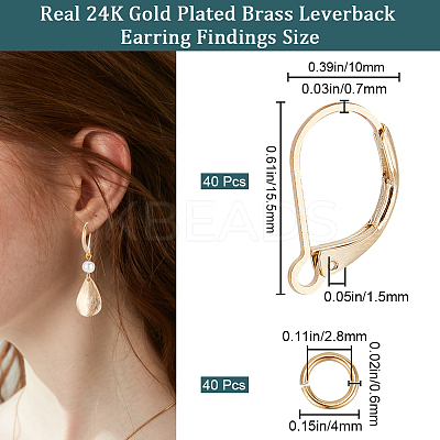 40Pcs Brass Leverback Earring Findings KK-CN0003-02-1