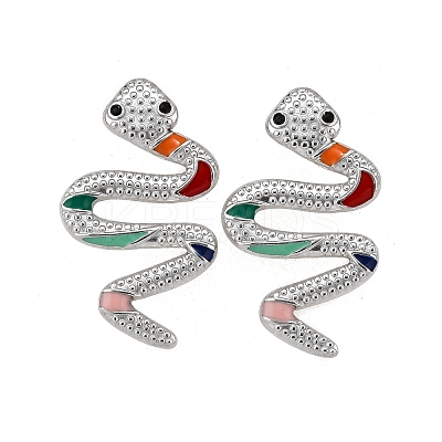 304 Stainless Steel Enamel Stud Earrings LS-EJEW-Z116-02P-1