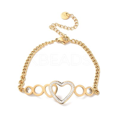 304 Stainless Steel Micro Pave Cubic Zirconia Link Bracelet for Women LS-BJEW-C070-03A-G-1