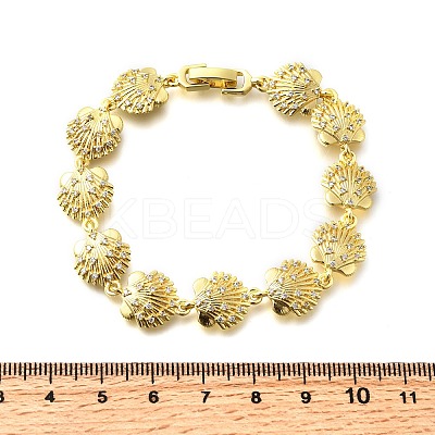Summer Beach Brass Micro Pave Clear Cubic Zirconia Shell Shape Link Chain Bracelets LS-BJEW-C118-02B-G-1