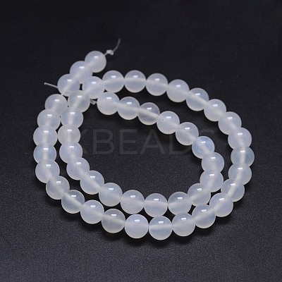Grade A Natural White Agate Round Beads Strands G-F256-01-8mm-A-1