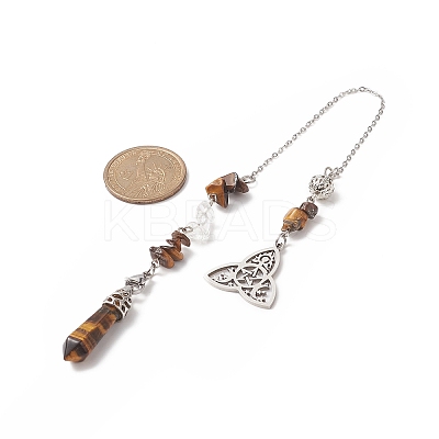 Natural Tiger Eye Pointed Dowsing Pendulums PALLOY-JF02009-02-1