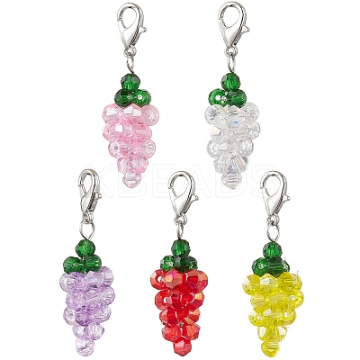 Grape Glass Pendant Decoration HJEW-JM02594-1