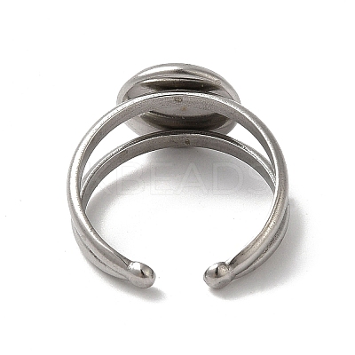 Non-Tarnish 304 Stainless Steel Cuff Ring Settings STAS-E202-02B-P-1