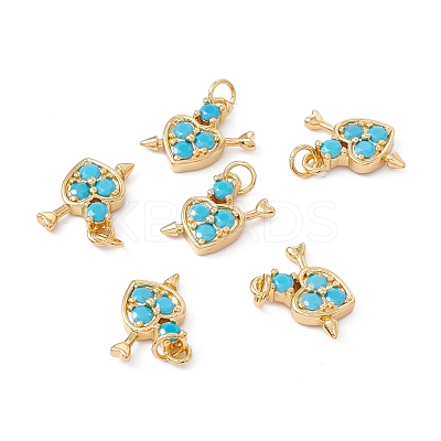 Rack Plating Brass Micro Pave Deep Sky Blue Cubic Zirconia Pendants ZIRC-C040-40G-1