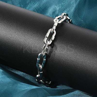 304 Stainless Steel Dapped Chain Bracelets for Women BJEW-F488-61P-1