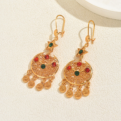 Moon with Star Alloy Chandelier Earrings KY9865-1