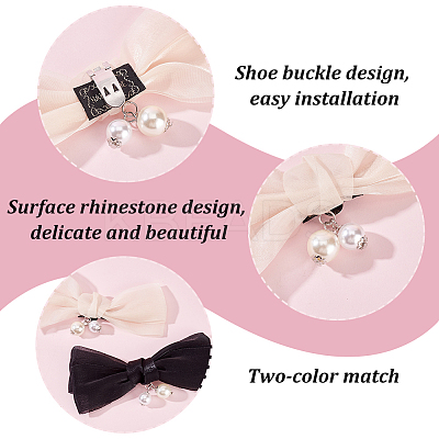 4Pcs 2 Colors Polyester Bowknot Shoe Decorations FIND-FG0002-39-1