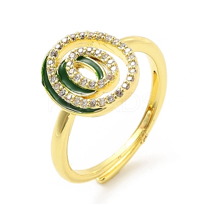 Mixed Color Enamel Initial Letter Adjustable Ring with Clear Cubic Zirconia RJEW-P045-01G-O-1