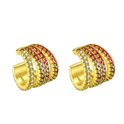 Brass Micro Pave Grade AAA Cubic Zirconia Cuff Earrings JE020A-X-1
