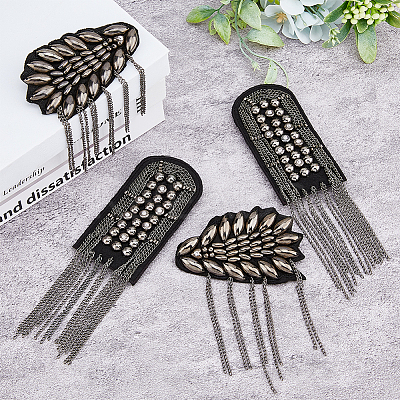 4Pcs 2 Style Iron Felt Fashion Tassel Epaulette FIND-FH0008-08-1