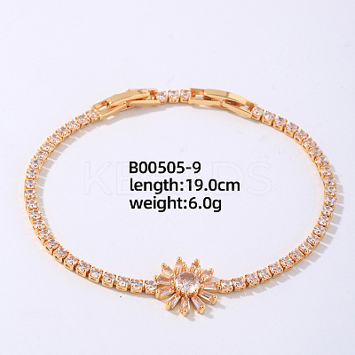 Brass Rhinestone Sun Link Bracelets for Women XO6953-5-1