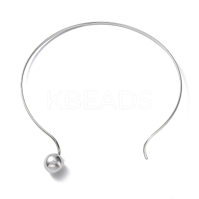 Non-Tarnish 304 Stainless Steel Round Ball Pendant Choker Necklaces LS-NJEW-D058-01P-1