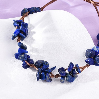 Adjustable Natural Lapis Lazuli Braided Bead Bracelets for Women BJEW-U035-02G-1