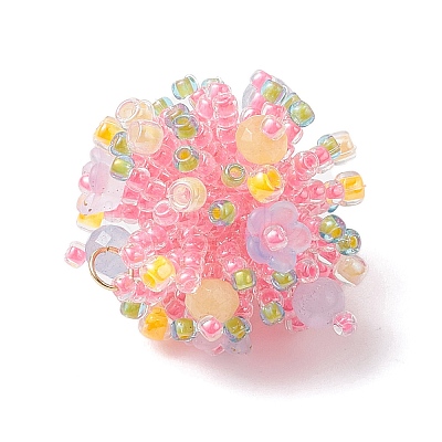 Glass Seed Beads & Dyed Natural Malaysia Jade Pendants PALLOY-MZ00998-1